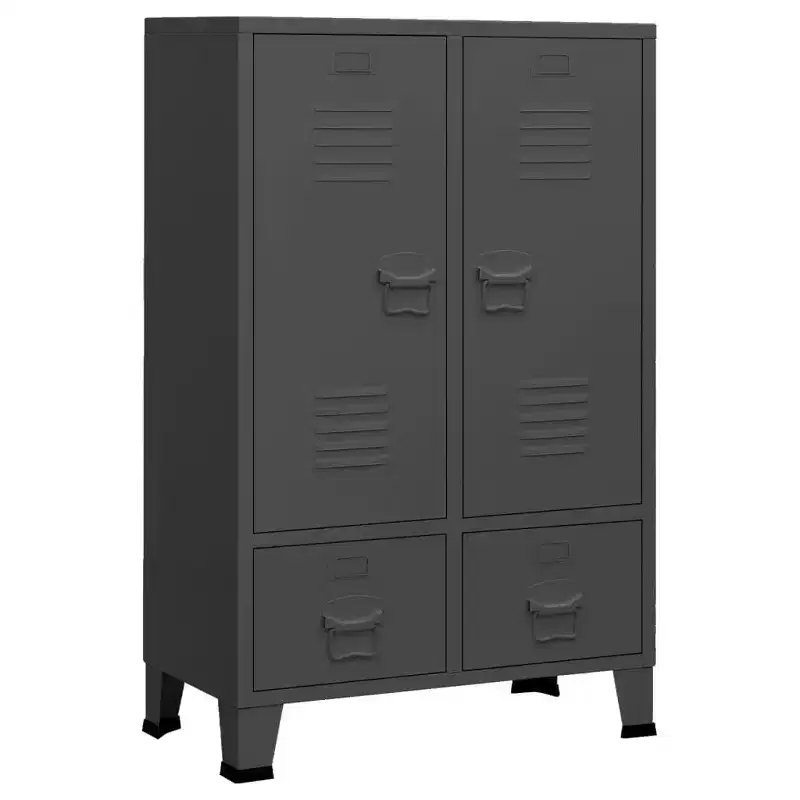 vidaXL Wardrobe Black Sheet Metal Medium Adjustable Shelves