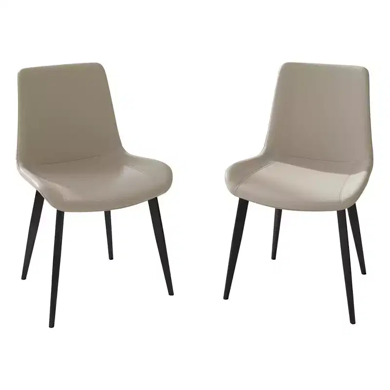 2pk Modern Faux Leather Dining Chairs with Cushioned Seats & Metal Legs