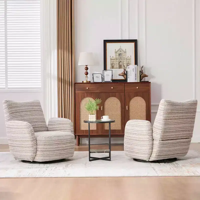 MAYEERTY 360 Swivel Barrel Chair, Fluffy Velvet, Living Room Office, Multi-Color