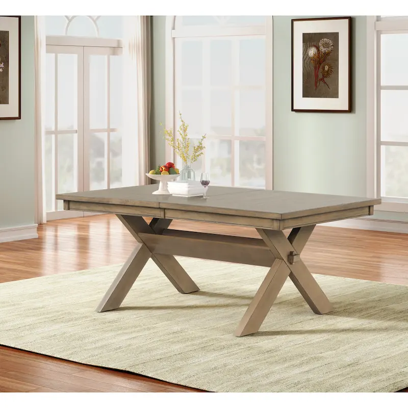 Roundhill Furniture Raven Wood 6-Piece Dining Set, Dining Table with 4 Chairs and Bench, Glazed Pine Brown