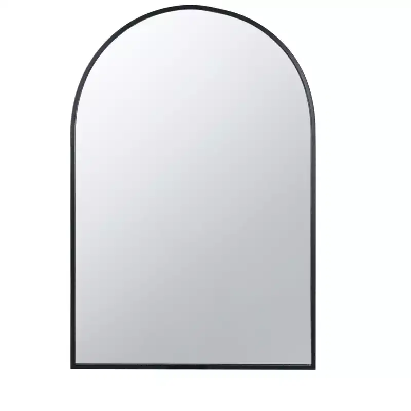 24 x 36 Inch Black Arched Wall Mirror with Metal Frame