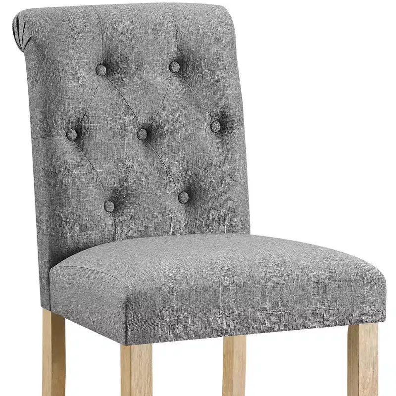 Roundhill Furniture Siena Counter Height Button Tufted Back Solid Wood Stools, Gray, Set of 2