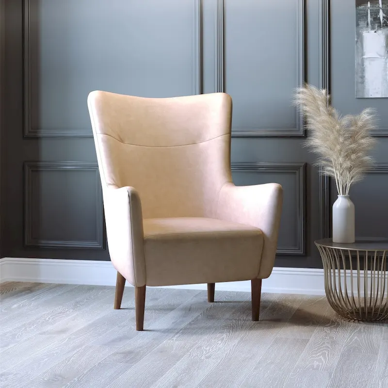 Commercial Upholstered Wingback Accent Chair with Wooden Frame and Legs - 33.25D x 29.75W x 41.25H