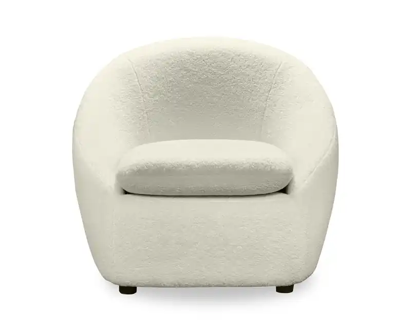 28.7 Chenille Boucle Fabric Curved Accent Chair with Removable Seat Cushion
