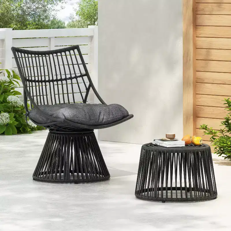 Christopher Knight Home Caryl Outdoor Wicker Chair and Side Table Set with Cushion