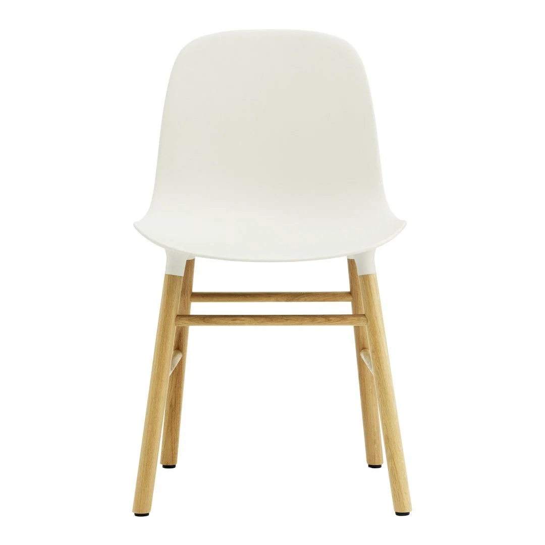 Contemporary Molded Plastic & Oak Side Chair with Integrated Cup-Joint System for Dining Room