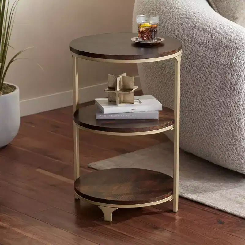 Farmhouse Round Accent Side Table, 15.25