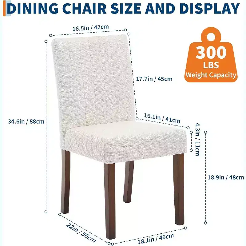 Upholstered Dining Chairs, Button Tufted Parsons Chairs with Padded Seat, Modern Fabric Side Chairs for Dining Room Kitchen