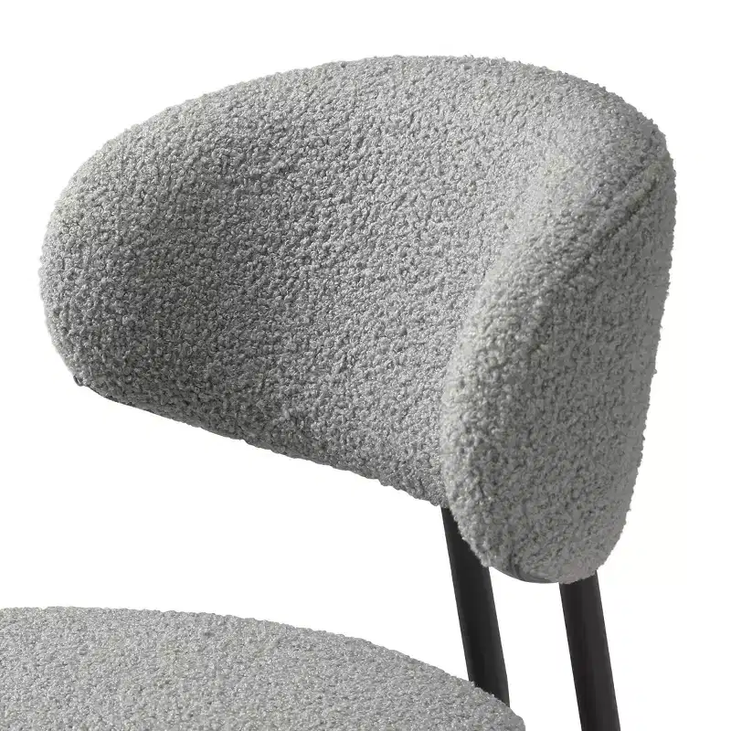 Modern Upholstered Faux Shearling Fabric Counter Height Bar Stools with Back (Set of 2