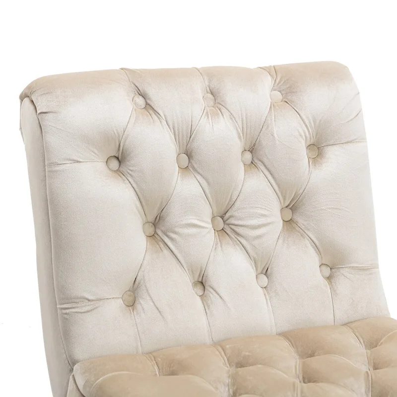 Velvet Armless Accent Chair, Button Tufted Slipper Chair, Side Chair, Lounge Chair