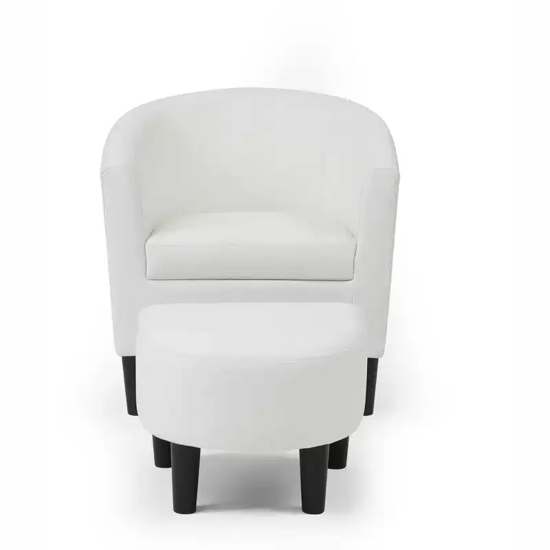 Passion Furniture Salem Faux Leather Accent Chair with Ottoman