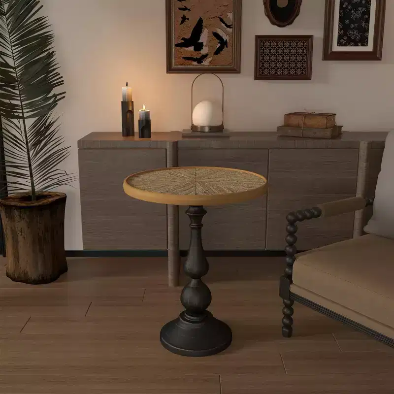 Wooden Side Table, Retro Side Table, French Country Style Decorative Coffee Side Table, Modern Small Round Coffee Table
