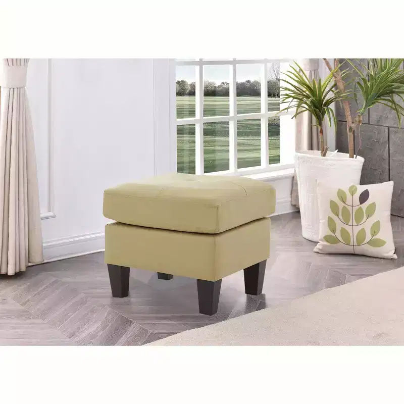 Faux Leather Tufted Ottoman