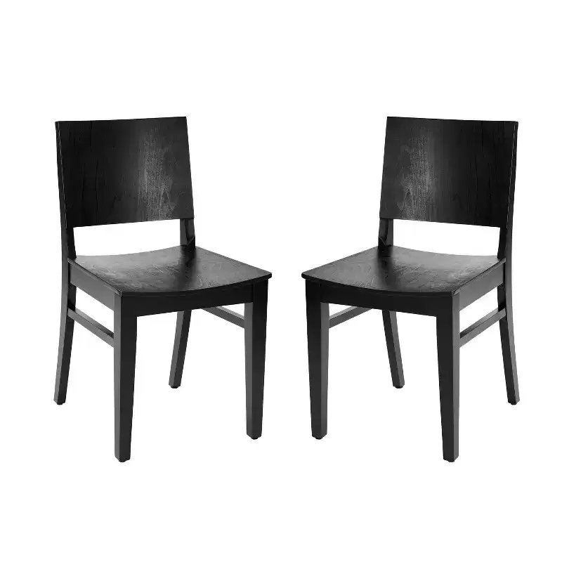 Commercial Grade Solid Beechwood Dining Chairs Set of 2 Curved Backrest 500 lbs