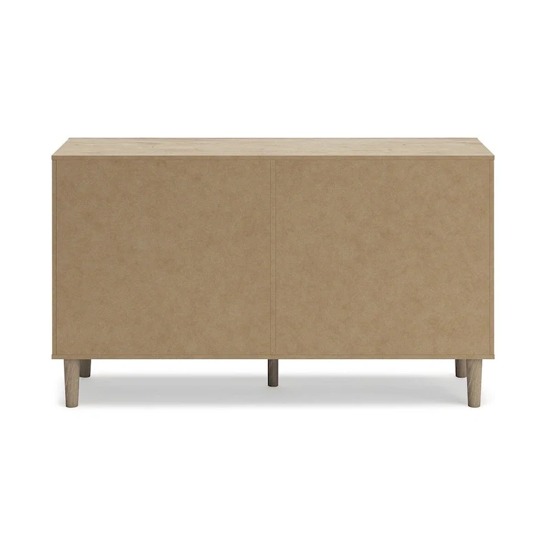 6-Drawer Dresser – Brown / Beige, Replicated Oak Grain, Cane Detail Drawer Fronts, Bronze Knobs, Contemporary Style
