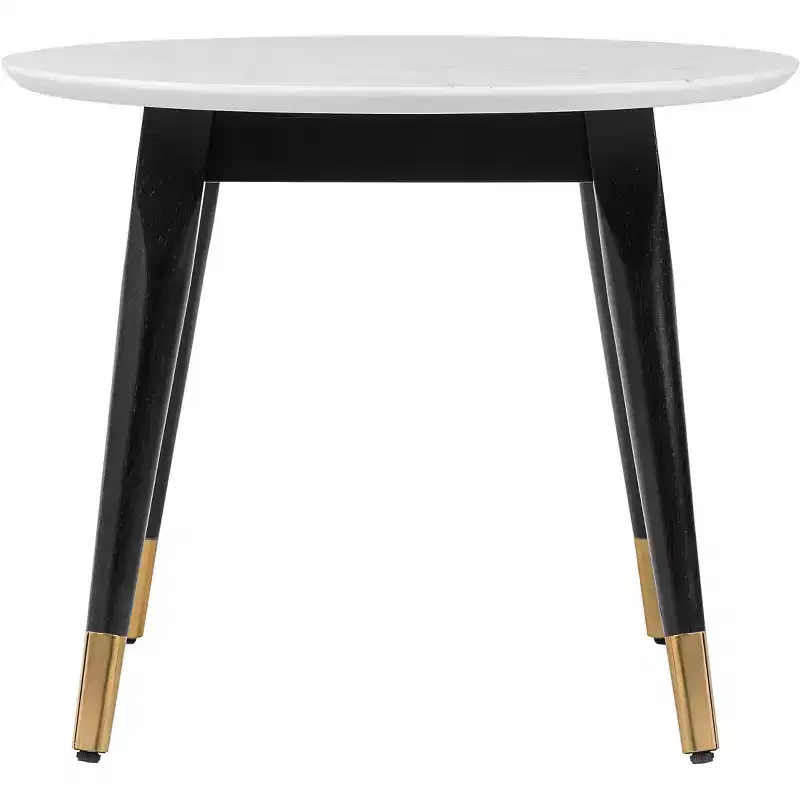 Mid-Century Oval Coffee Table with Brass White Marble