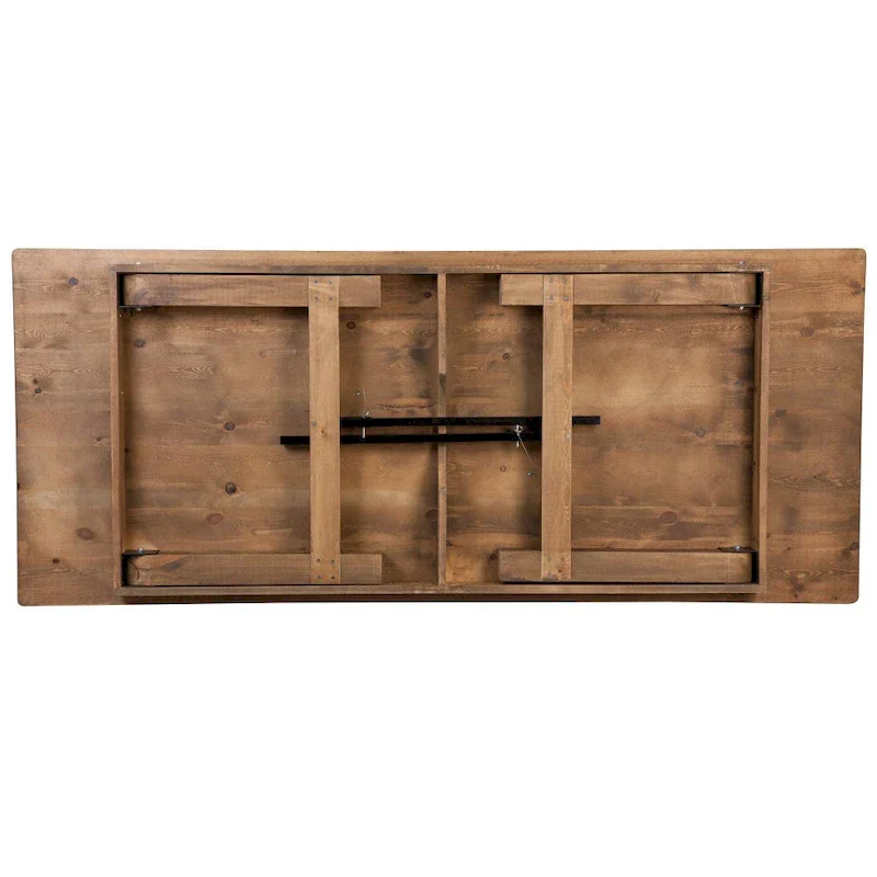 8 x 40 Rustic Folding Farm Table Set with 10 Cross Back Chairs and Cushions
