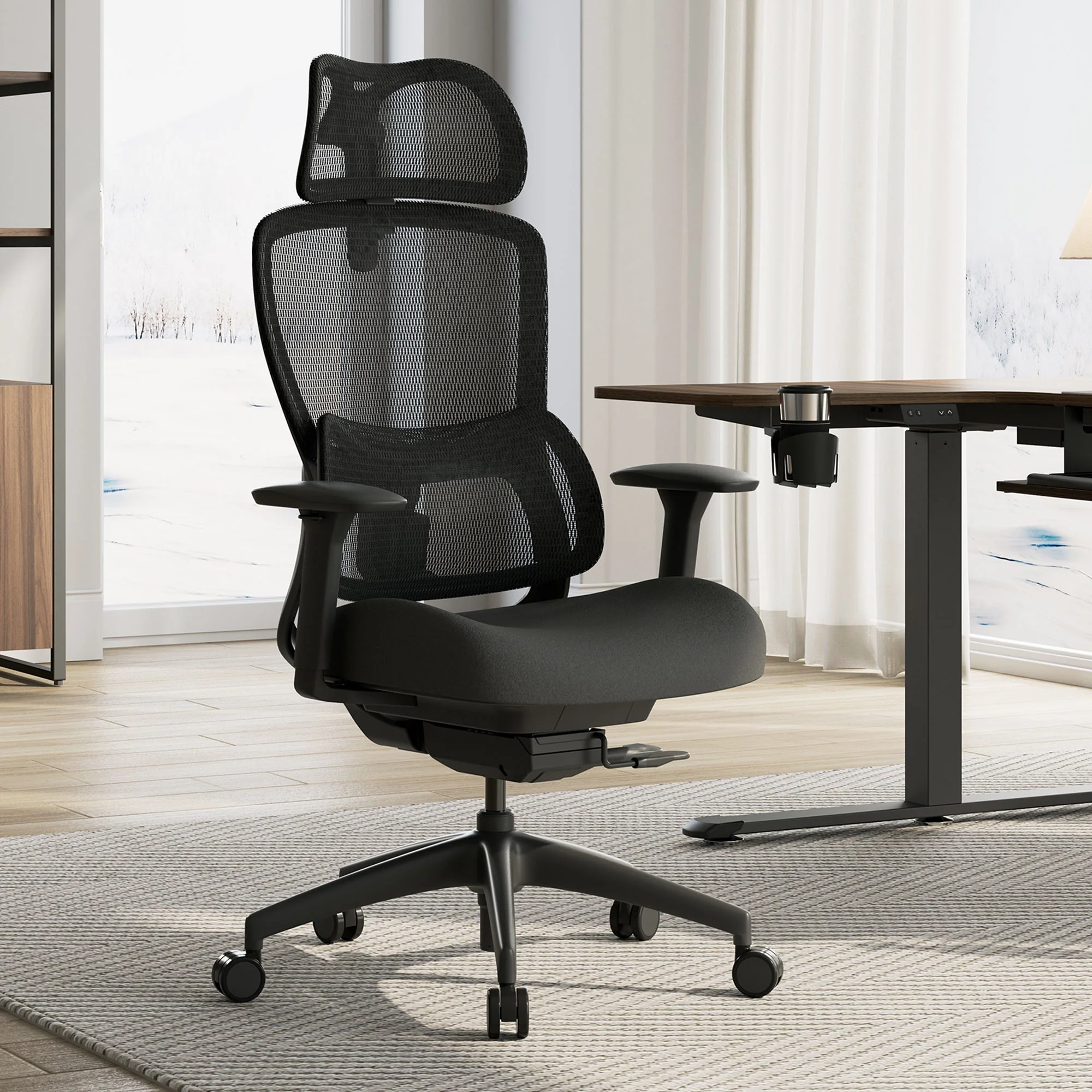 Ergonomic Office Chair - 3D Adaptive Lumbar Support Adjustable