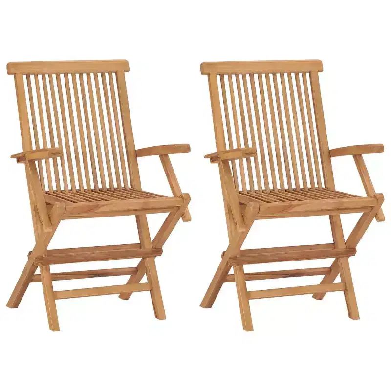 vidaXL Garden Chair Set of 4 Teak Teak wood Standard Foldable