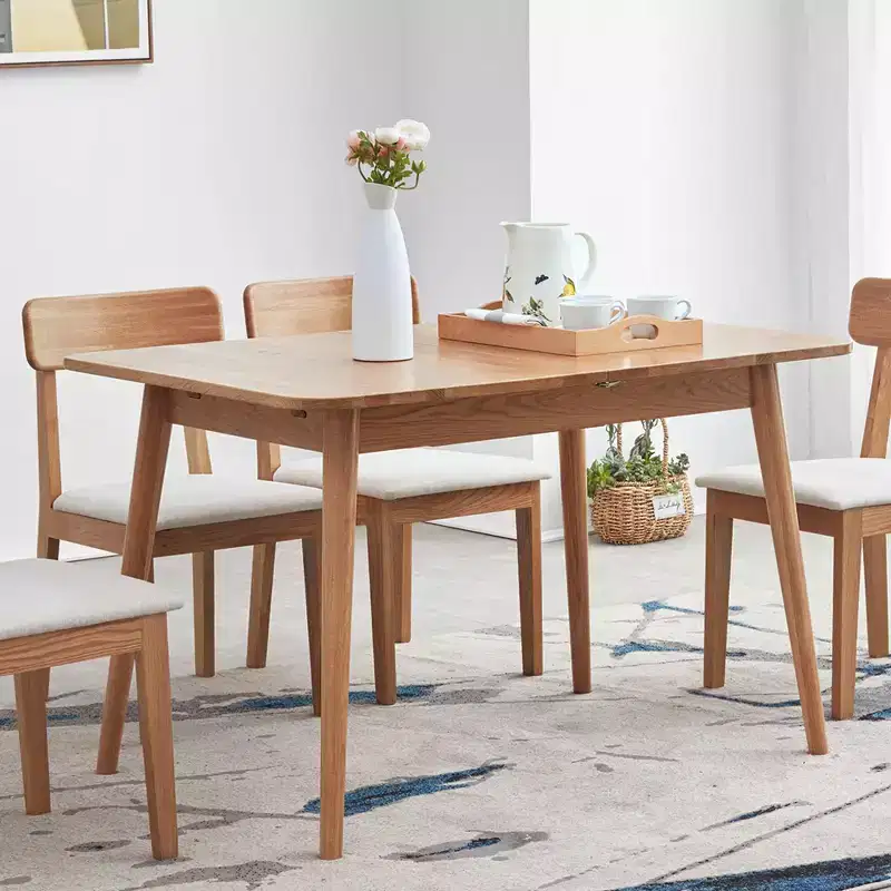 Extension Dining Table, Modern Telescopic Wooden Table for 6-8, Space-Saving Multifunctional Table for Kitchen, Dining/Living Room, Office