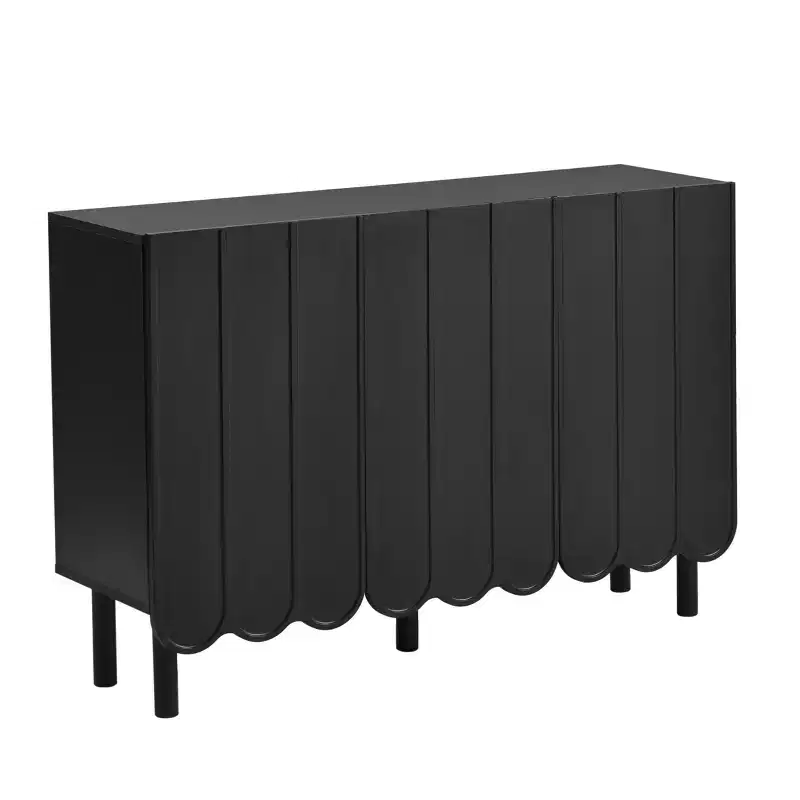 CLIHOME Minimalist Shoe Cabinet, Sideboard Buffet Cabinet with Adjustable Shelves, Large Storage Cabinet with Wave Doors
