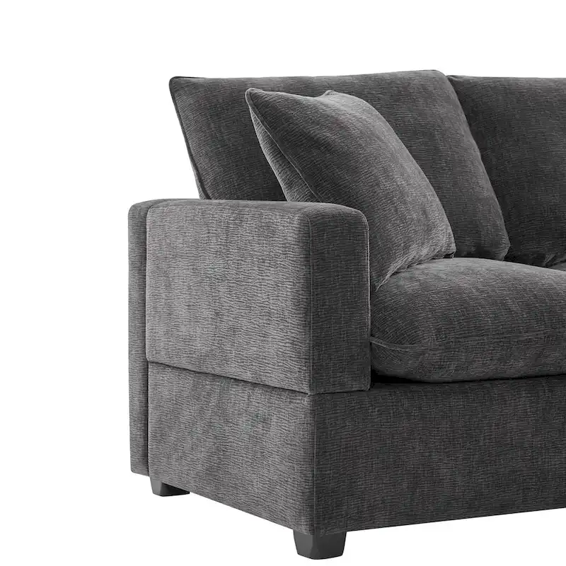 Nestfair Modern L Shape Modular Sofa 5 Seat Chenille Sectional Couch Set with 2 Pillows Included