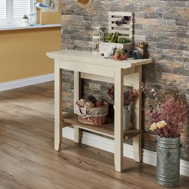 Geer Contemporary Ivory 36-inch 1-Shelf Console Table by Furniture of America