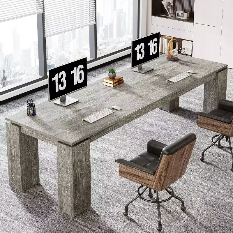 86-Inch Two-Person Desk, Modern Double Computer Workstation for Home Office