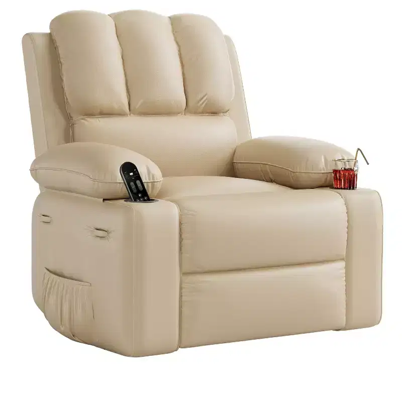 COZONY Leather Recliner Chair with Comfortable Arms and Cup Holders for Living Room