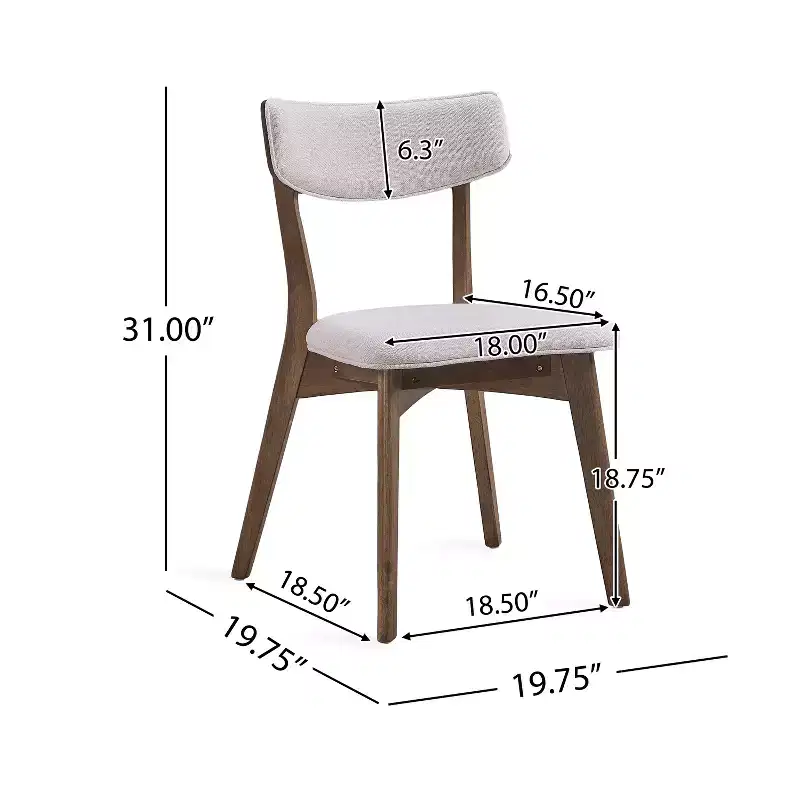 Mid-Century Modern Wood Fabric Upholstered 5 Piece Dining Set