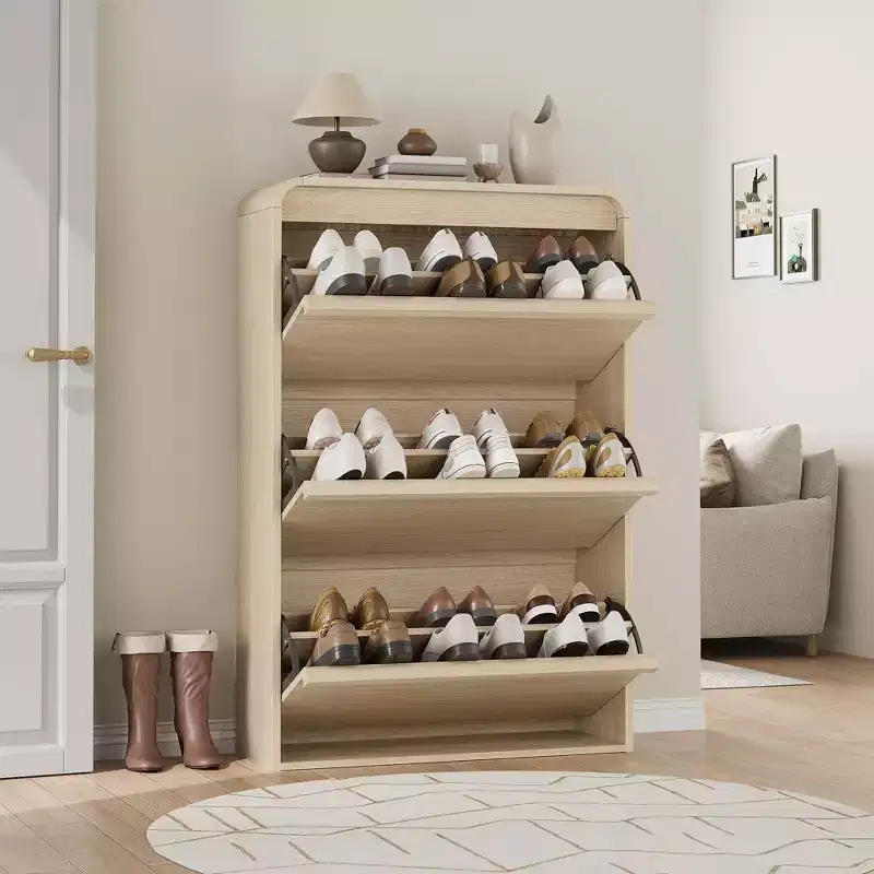 Acekool 3 Flip Drawer Shoe Cabinet with Adjustable Shelves Slim Shoe Organizer for Entryway