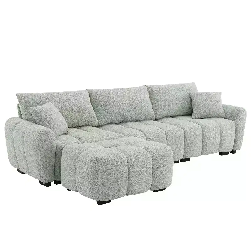 Merax L-Shaped Sectional Sofa with Free-Moving Ottoman
