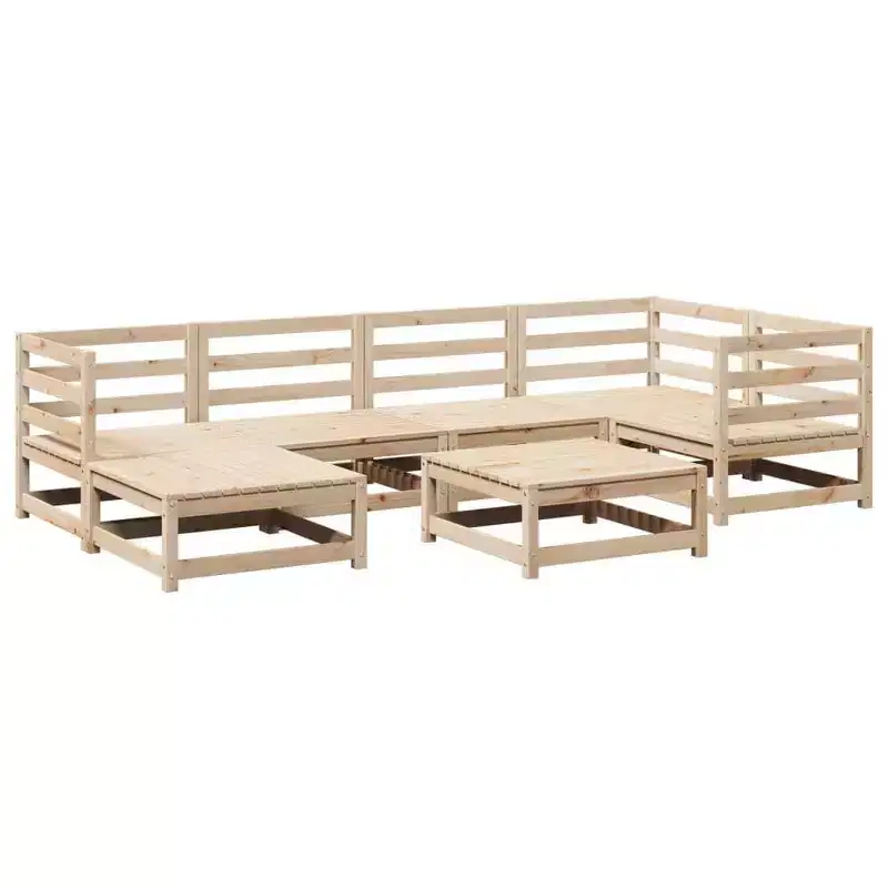 vidaXL Patio Sofa Set Sectional Sofas and Footstools 7 Piece Solid Wood Pine
