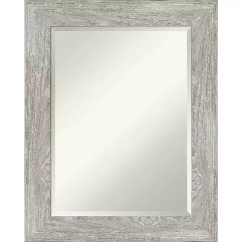 24 x 30 Dove Framed Wall Mirror Graywash - Amanti Art: Modern Rectangle Beveled, Polystyrene Frame, Wall Mount