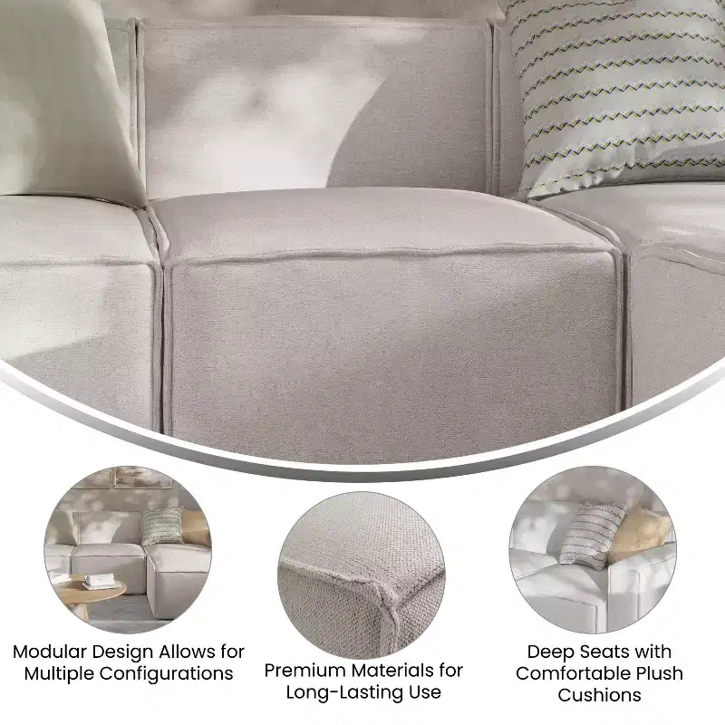 Flash Furniture Bridgetown Luxury Modular Sectional Sofa, Armless Center Seat