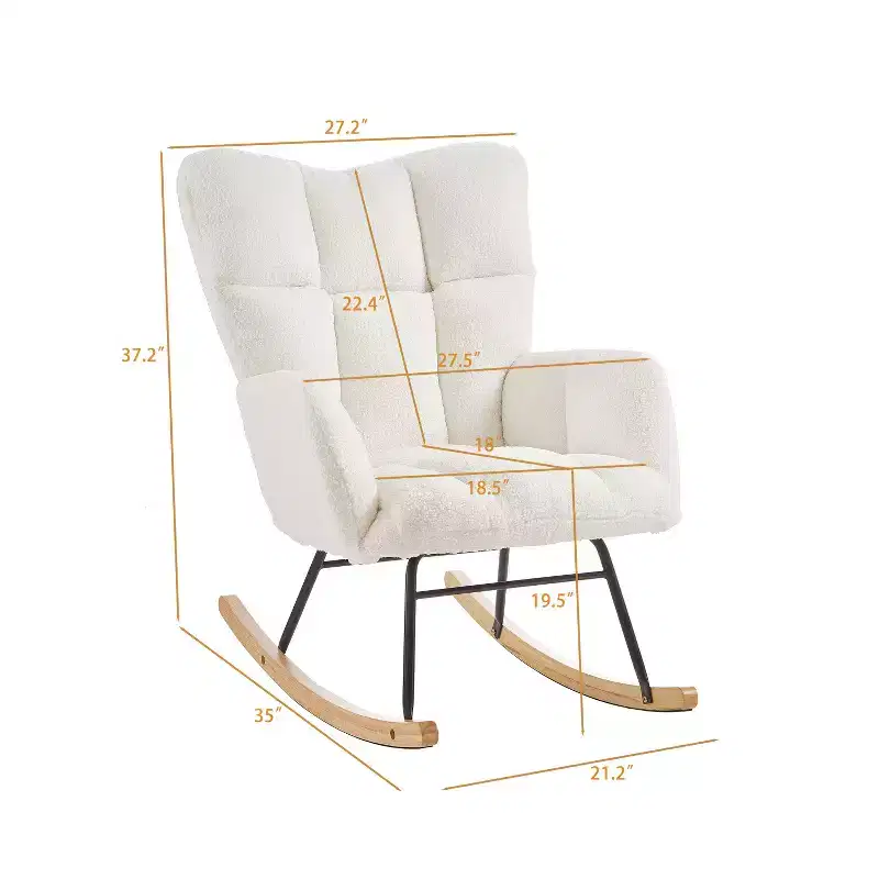 High-Back Rocking Chair – Green / Ivory / Pink, Single Seat, Upholstered