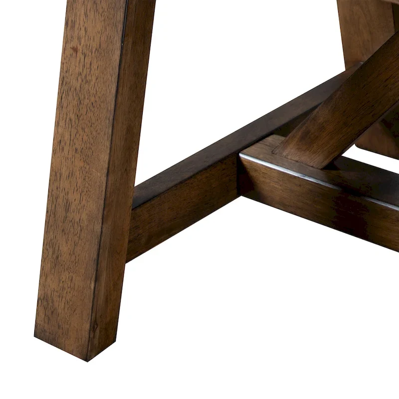 Rustic Brown 72 Inch Solid Wood Dining Table with Trestle Base, Seats 6