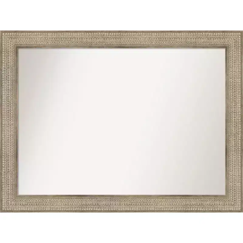 Amanti Art 44x33 Non-Beveled Trellis Silver Wood Wall Mirror : Modern Design, Includes Mounting Hardware