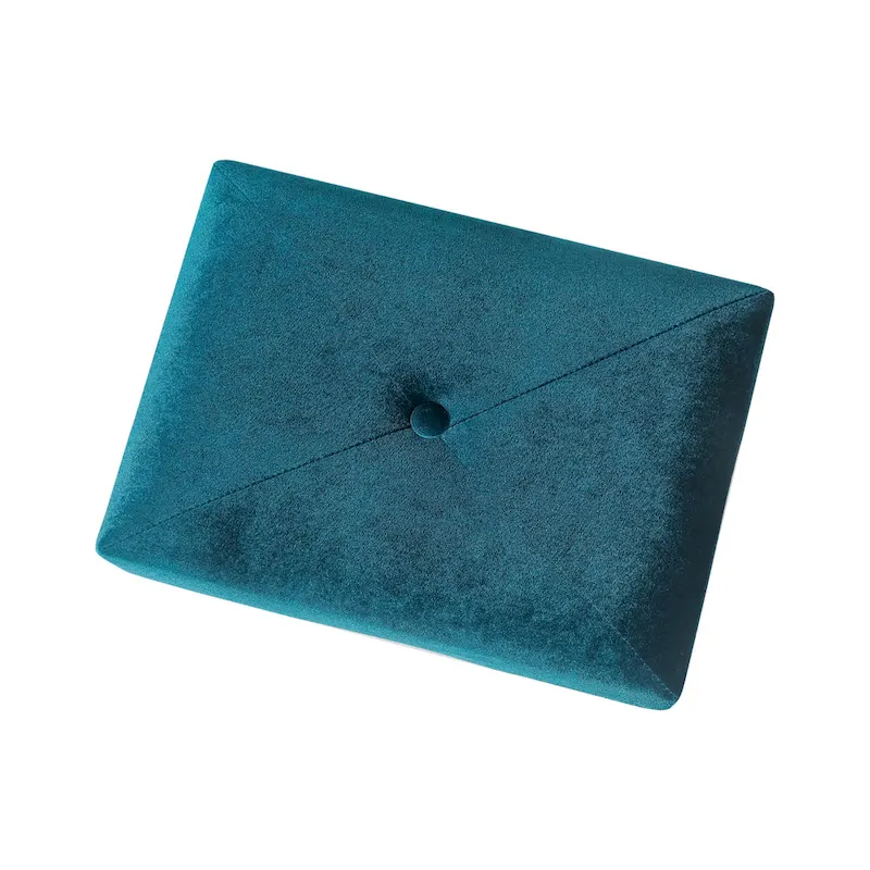 Adeco Velvet Foot Stool Ottoman with Tufted Button