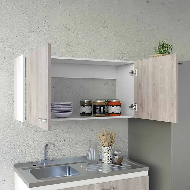 Wall Cabinet, Two Shelves, Double Door, White / Light Gray Finish