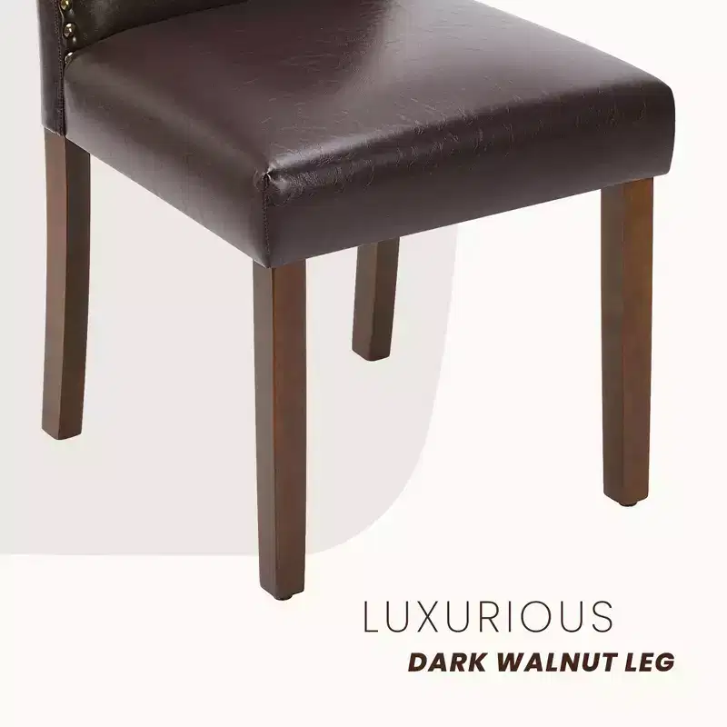 JIONJOY Brown Faux Leather Upholstered Dining Chair