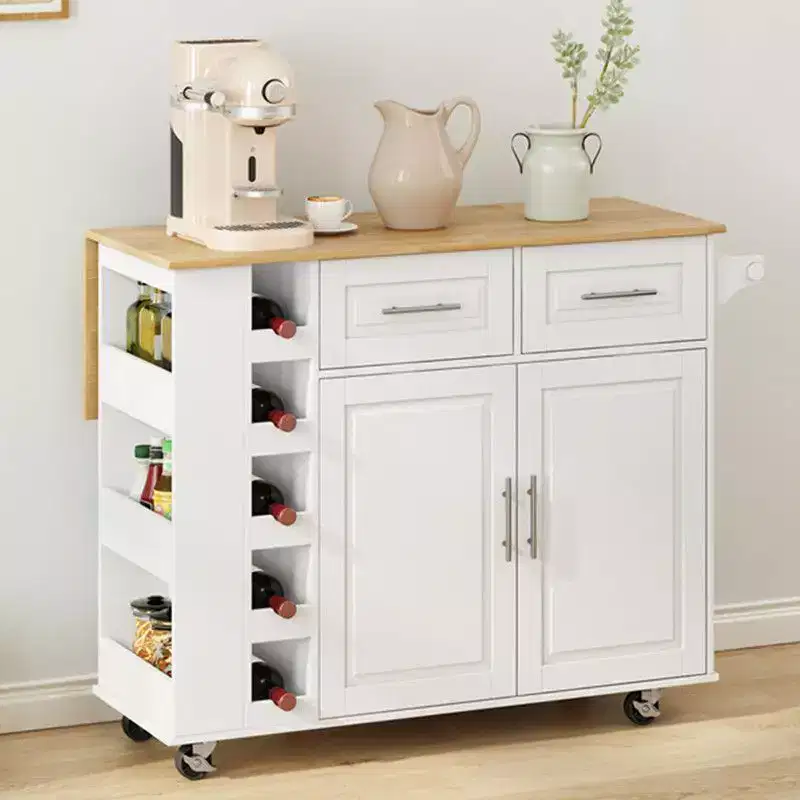 Kitchen Island Cart with 2 Door Cabinet, 2 Drawers, Rolling Island for Kitchen with Storage, Bar Cart