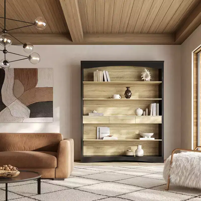 Famapy Vintage Minimalist Display Bookcase with 3-Drawer & 5-Tier Open shelf,Lancaster Heritage Design Bookshelf
