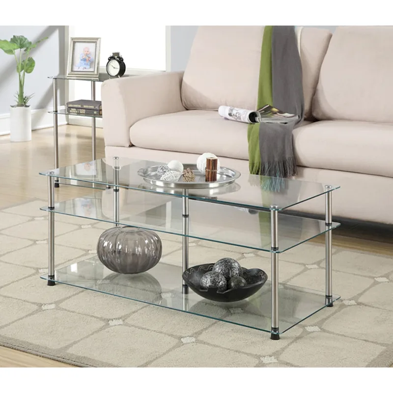 Convenience Concepts Designs2Go Classic Glass 3 Tier Coffee Table
