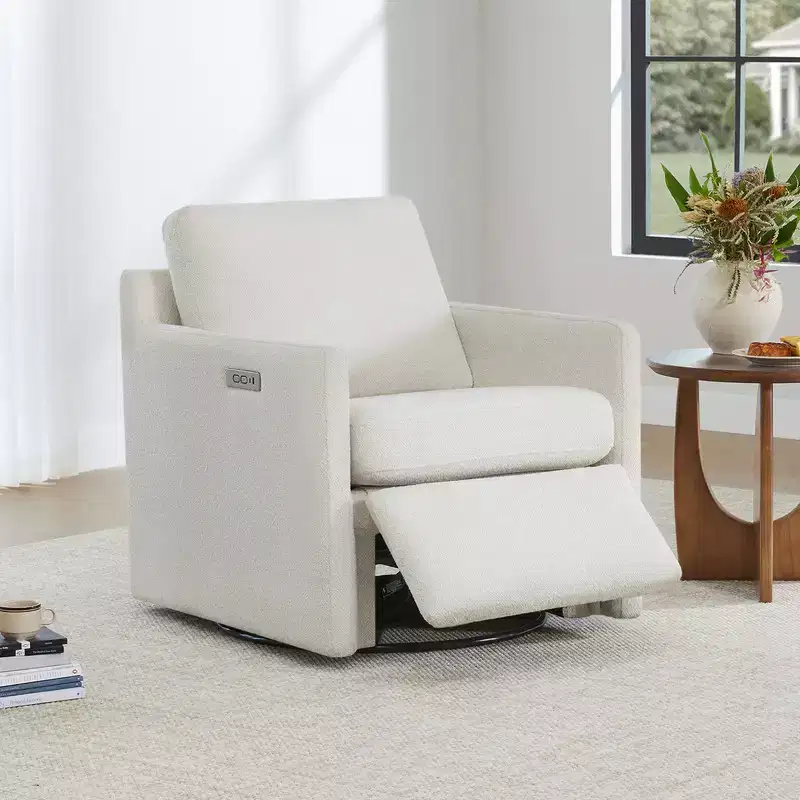 Power Swivel Accent Chair Wall Hugger with Electric Footrest and USB Charging