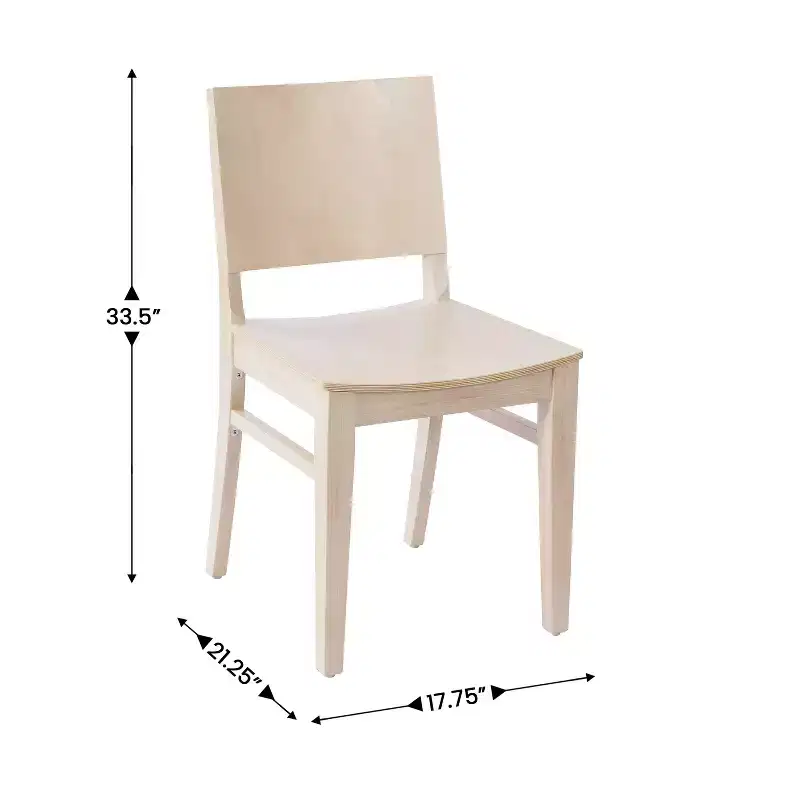 Commercial Grade Solid Beechwood Dining Chairs Set of 2 Curved Backrest 500 lbs