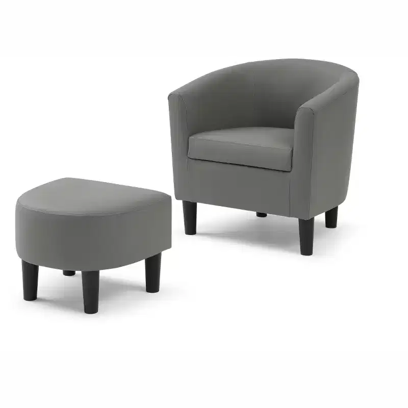 Passion Furniture Salem Faux Leather Accent Chair with Ottoman