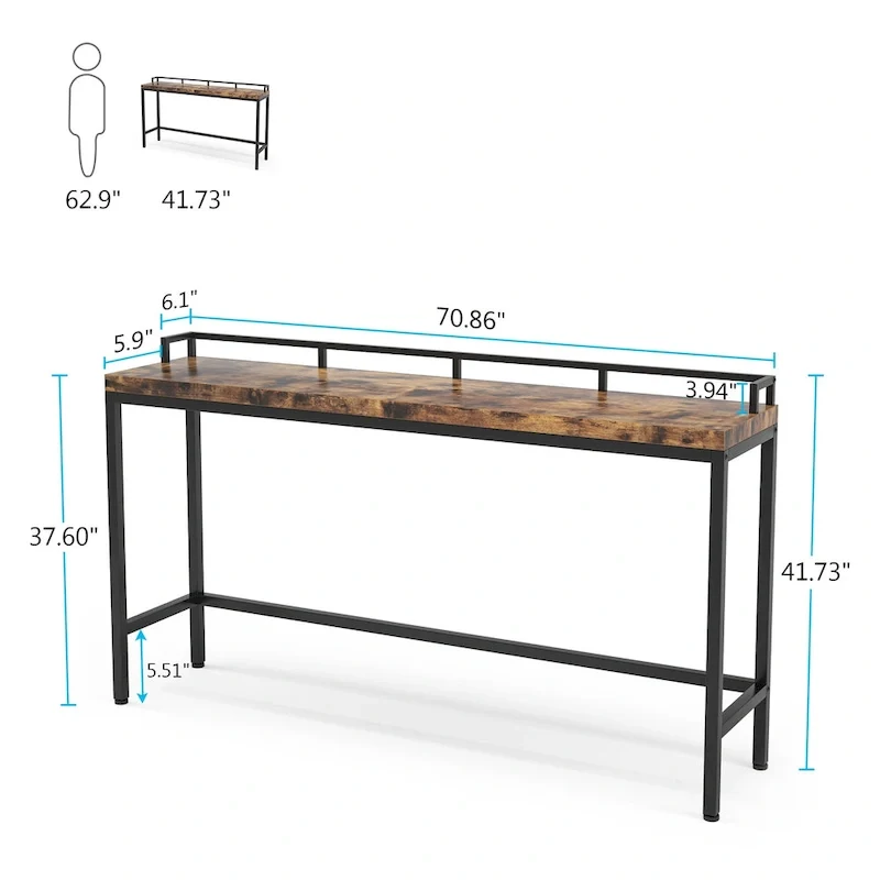 Console Table Behind Sofa Couch, 70.9 inch Long Narrow Entry Table