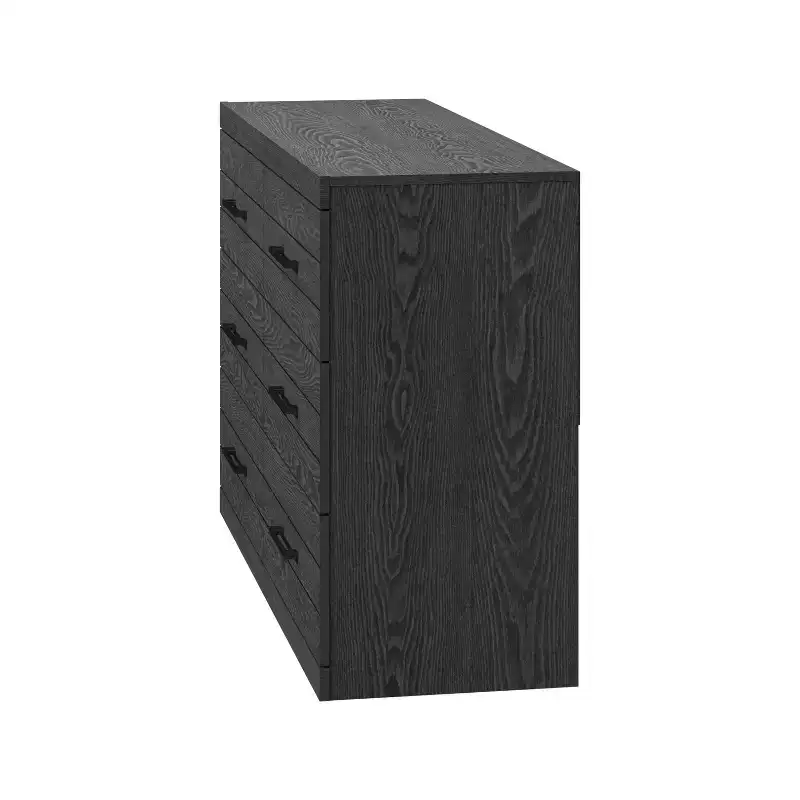 Galano Hamsper 6 Drawer Dresser (Interlock) - Dark Grey Oak