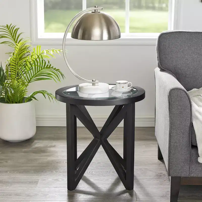 Glass Coffee Table End Table Cocktail Table Center Table Side Table Accent Table, Oval/Round